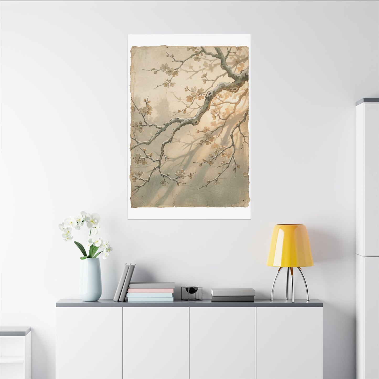 Cherry Blossom Canvas Art | Winter Japandi Japanese Pattern Art