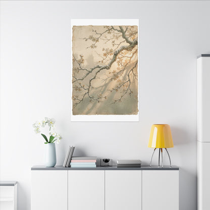 Cherry Blossom Canvas Art | Winter Japandi Japanese Pattern Art