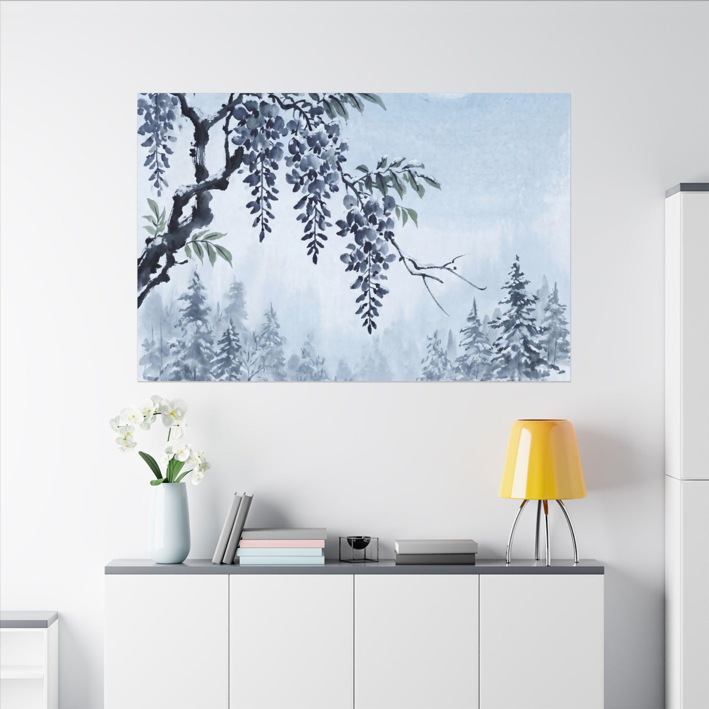 Seijaku Wisteria Canvas Art - Zen Sumi E