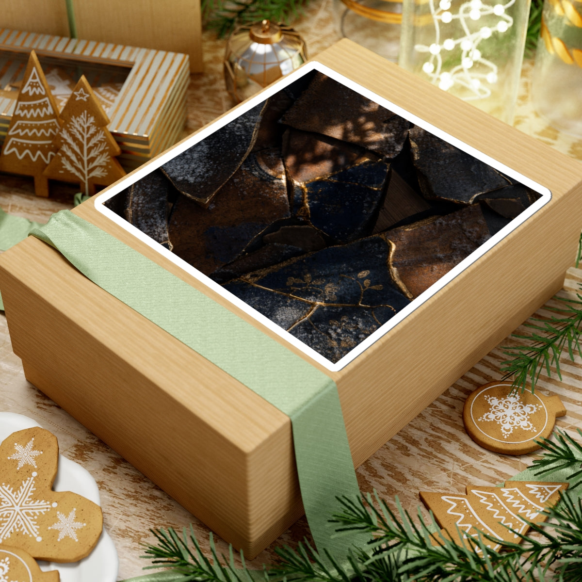 Broken Pottery Sticker | Winter Dark Japandi Dark Texture Art