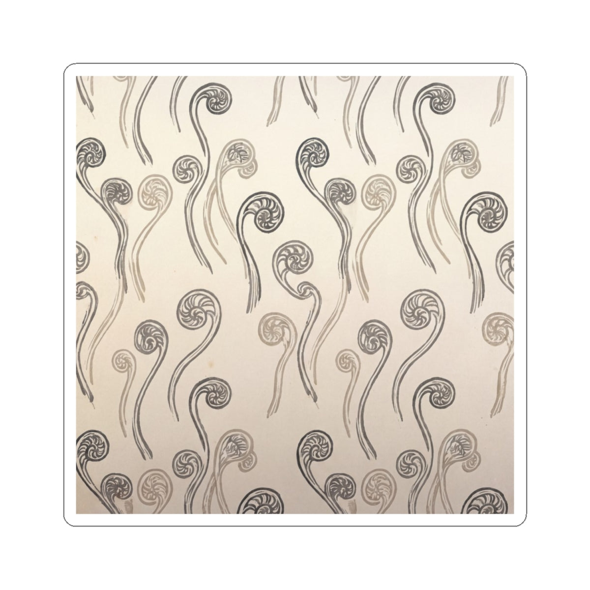 Summer Fern Unfurling Japanese Pattern Sticker | Neutral Decor