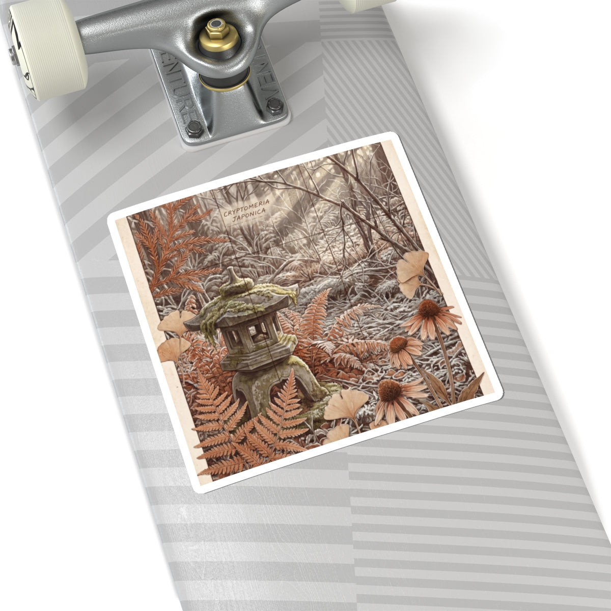 Winter Stone Lantern Herbarium Sticker | Rustic Decor Art Print