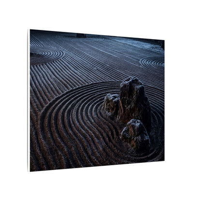Moonlight Rock Garden Canvas Art - Dark Japandi Seijaku