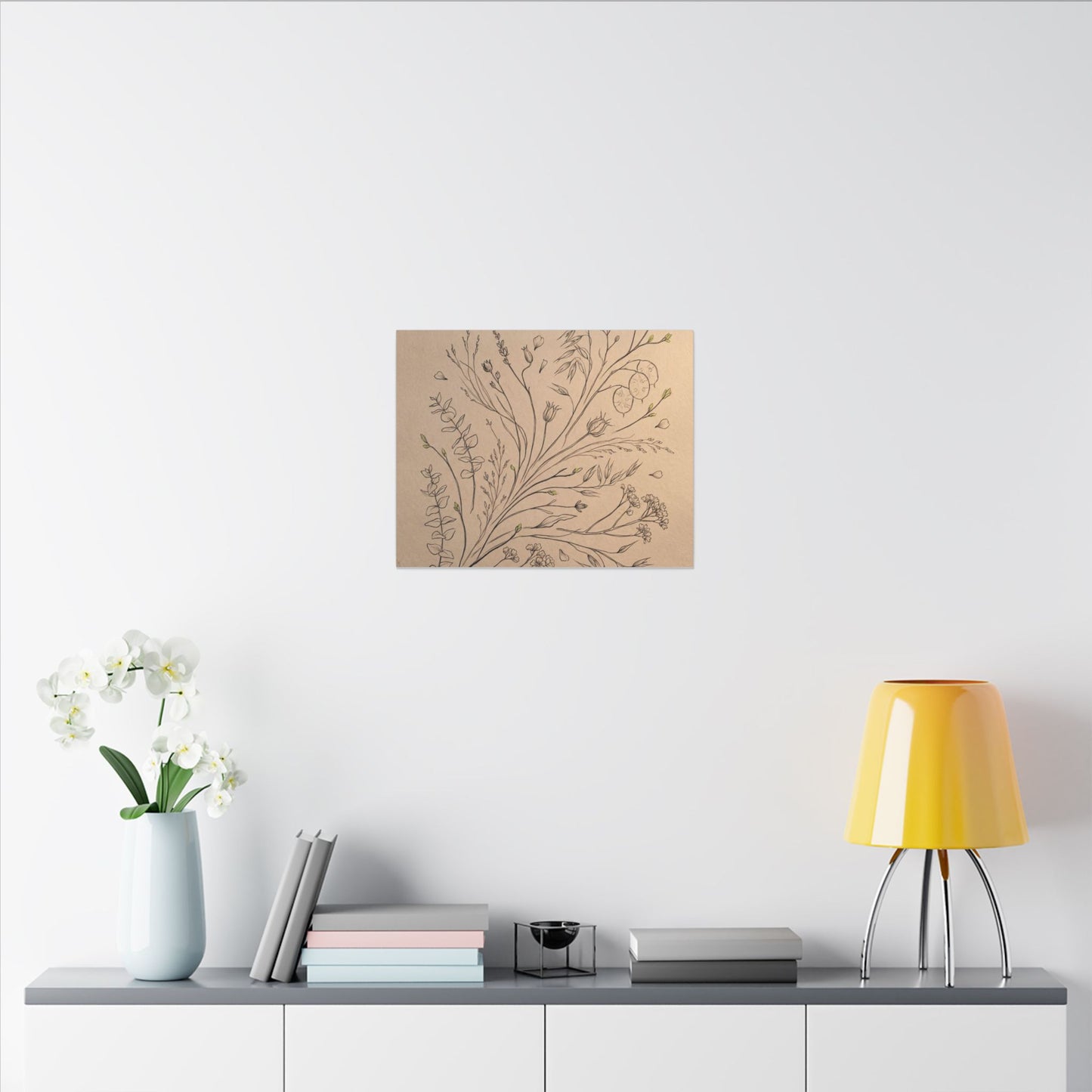 Dried Flowers Canvas Art | Spring Japandi Minimal Line Art