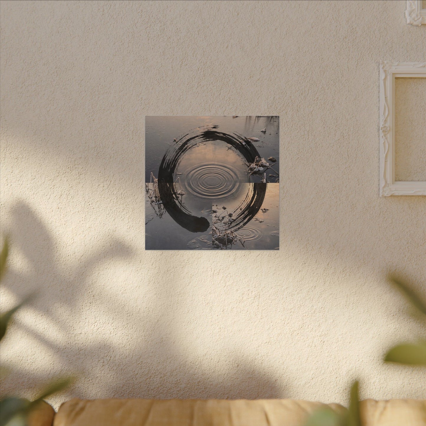 Winter Water Ripple Enso Canvas Art | Tranquil Decor
