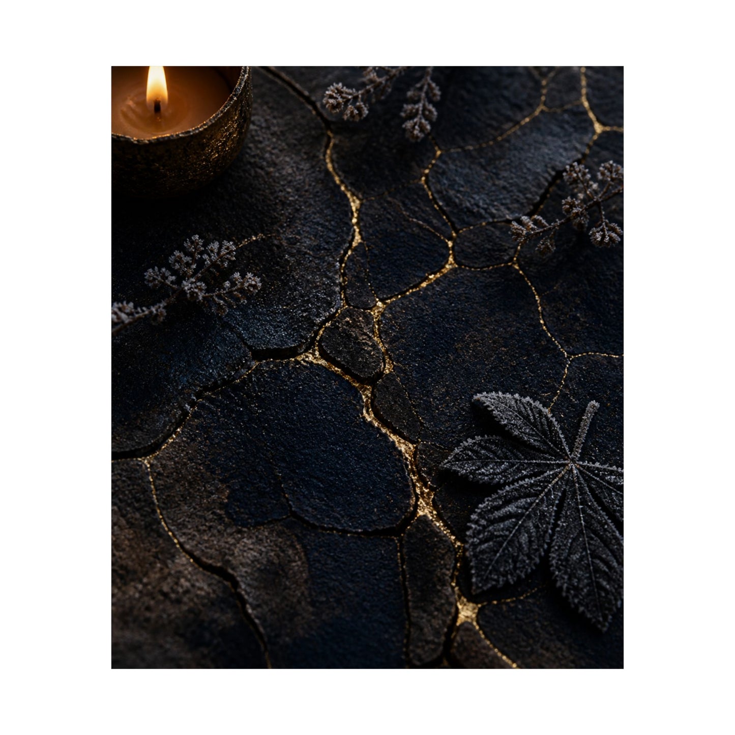 Luxurious Cracked Earth Wall Art Print - Moody Minimal Dark Japandi