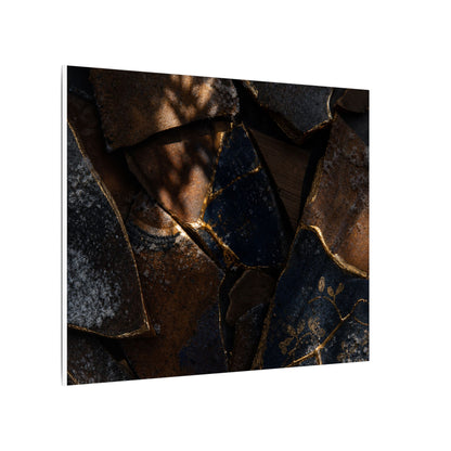 Fukinsei Broken Pottery Canvas Art - Dark Japandi Dark Texture