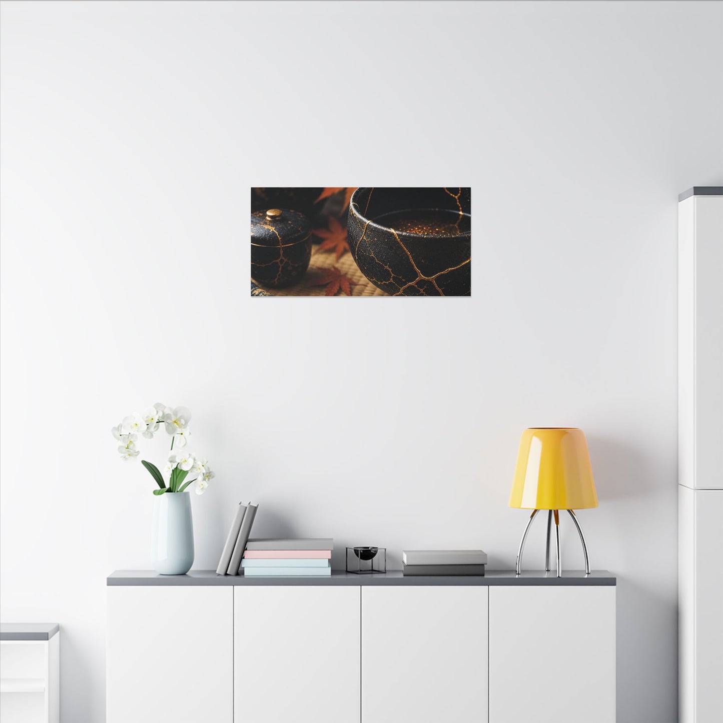 Seijaku Tea Ceremony Canvas Art - Kintsugi Gold Repair