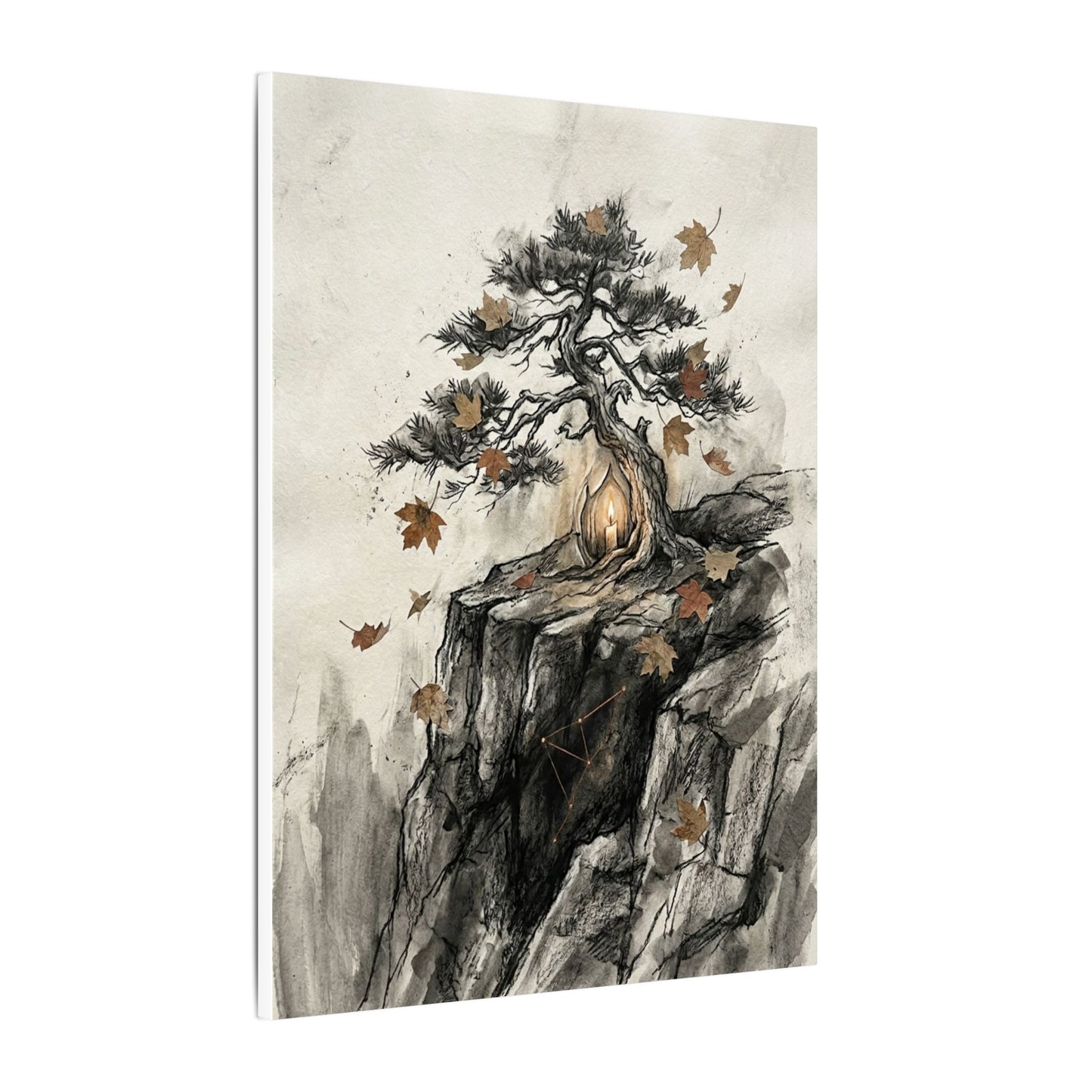 Pine Tree Autumn Canvas Art | Japandi Earthy Design