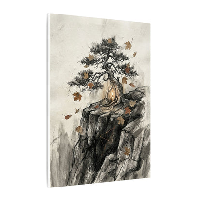 Pine Tree Autumn Canvas Art | Japandi Earthy Design