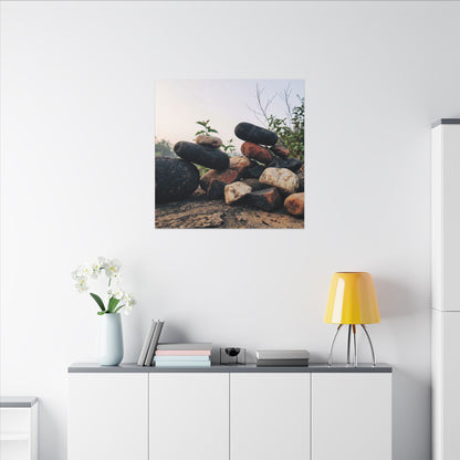River Stones Canvas Art | Spring Kintsugi Broken Beauty Art