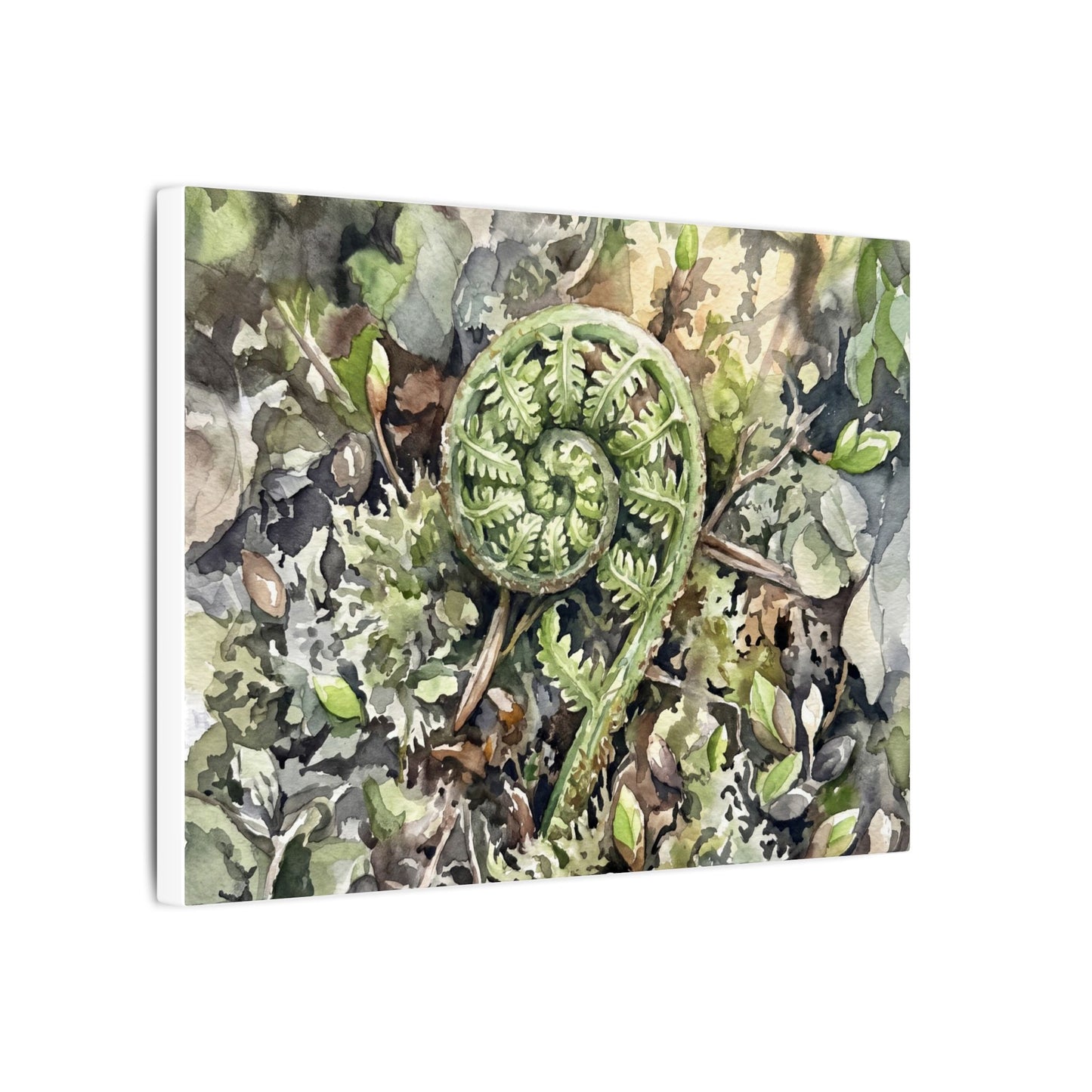 Fern Unfurling Spring Canvas Art | Japandi Neutral Design