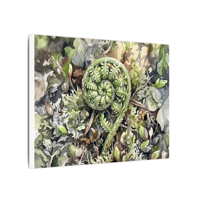 Fern Unfurling Spring Canvas Art | Japandi Neutral Design