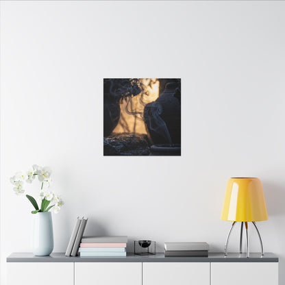 Incense Smoke Canvas Art | Winter Dark Japandi Shadow Zen Art
