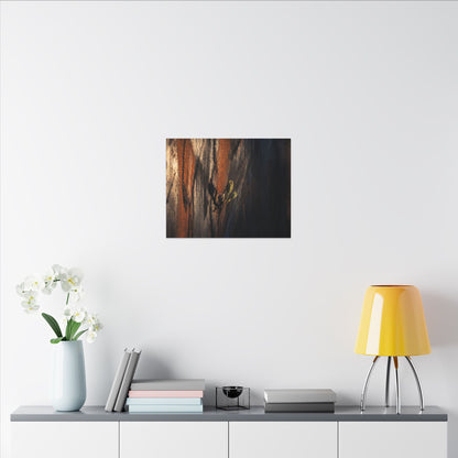 Rust Patina Charcoal Ink Canvas Art | Moody Dark Japandi Art