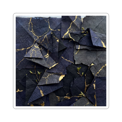 Kintsugi Paper Fold in Overcast | Crackle Gold Sticker Art Print