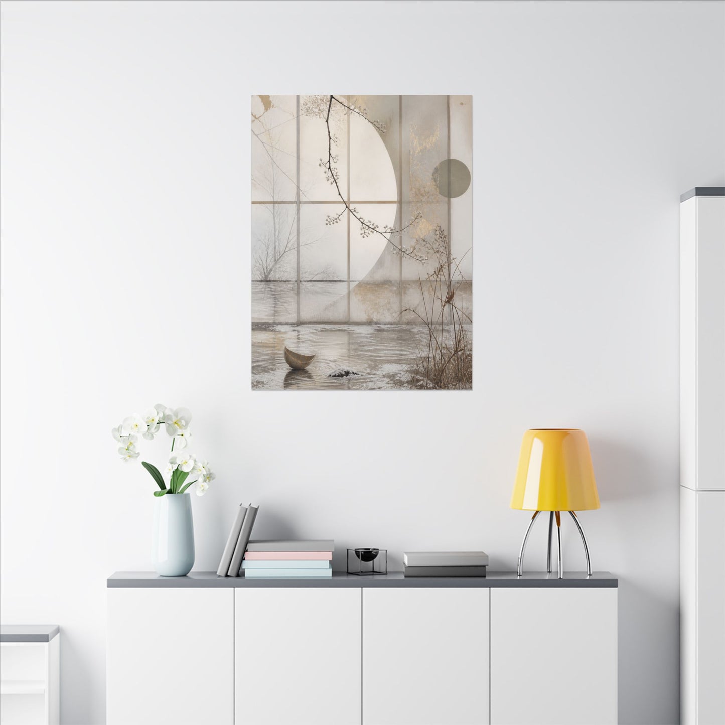 Winter Shoji Screen Japanese Pattern Canvas Art | Elegant Decor
