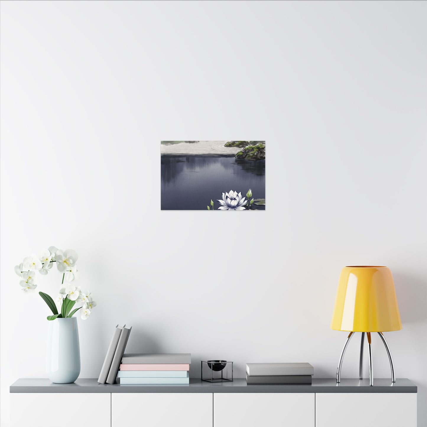 Lotus Flower Karesansui Canvas Art | Tranquil Zen Art