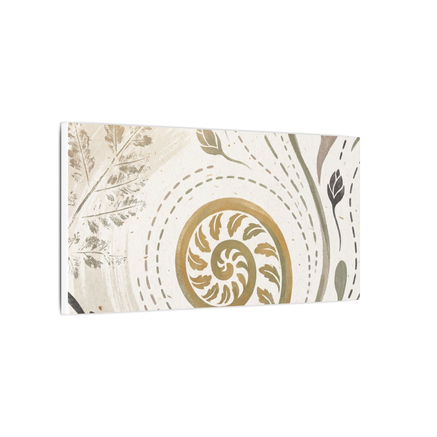 Japandi Fern Unfurling in Golden Hour | Japanese Pattern Canvas Art