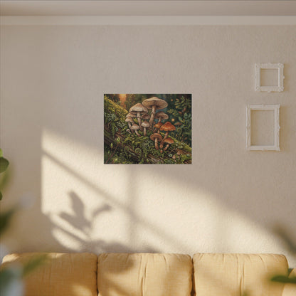 Spring Wild Mushrooms Herbarium Canvas Art | Rustic Decor
