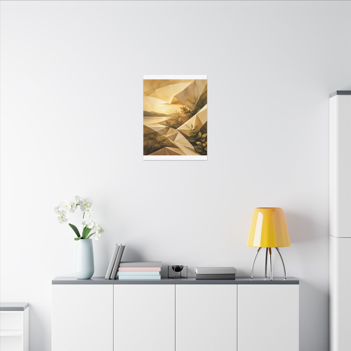 Golden Hour Paper Fold Canvas Art - Japandi Ma