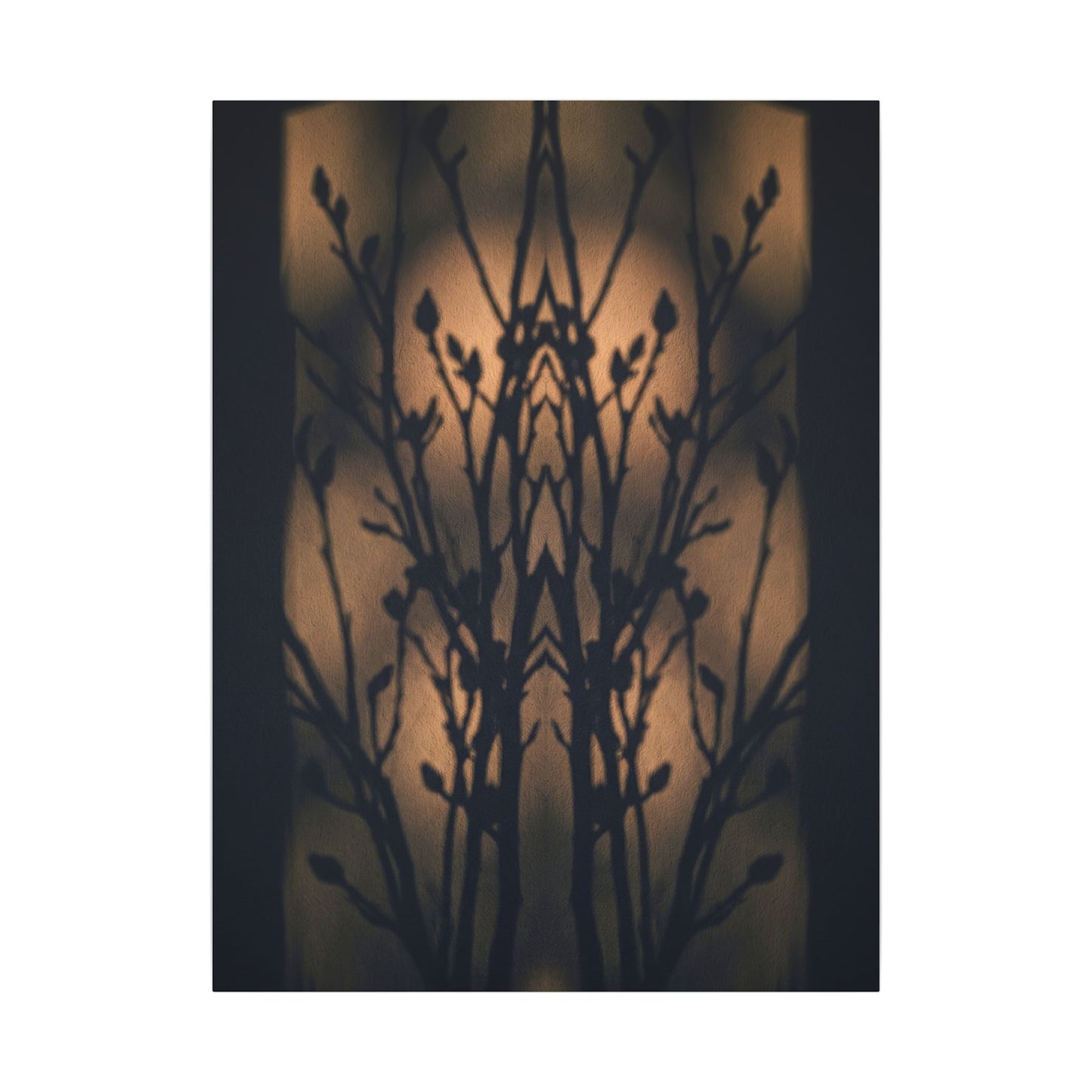 Dark Japandi Shadow Play in Golden Hour | Shadow Zen Canvas Art