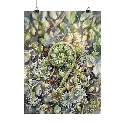 Dappled Fern Unfurling Wall Art Print - Japandi Shibui
