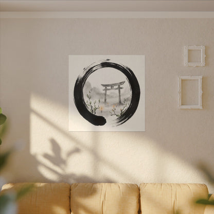 Spring Torii Gate Enso Canvas Art | Tranquil Decor