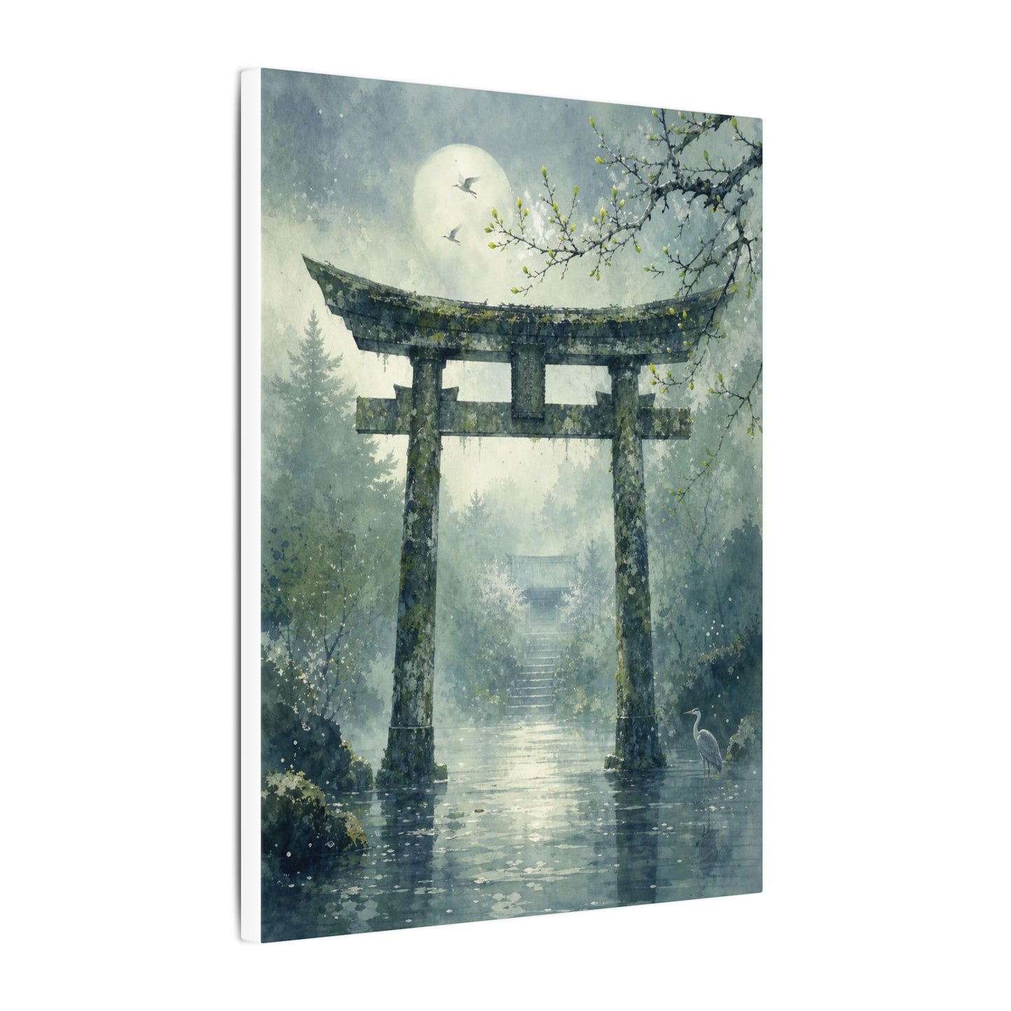 Earthy Torii Gate Canvas Art - Watercolor Japandi