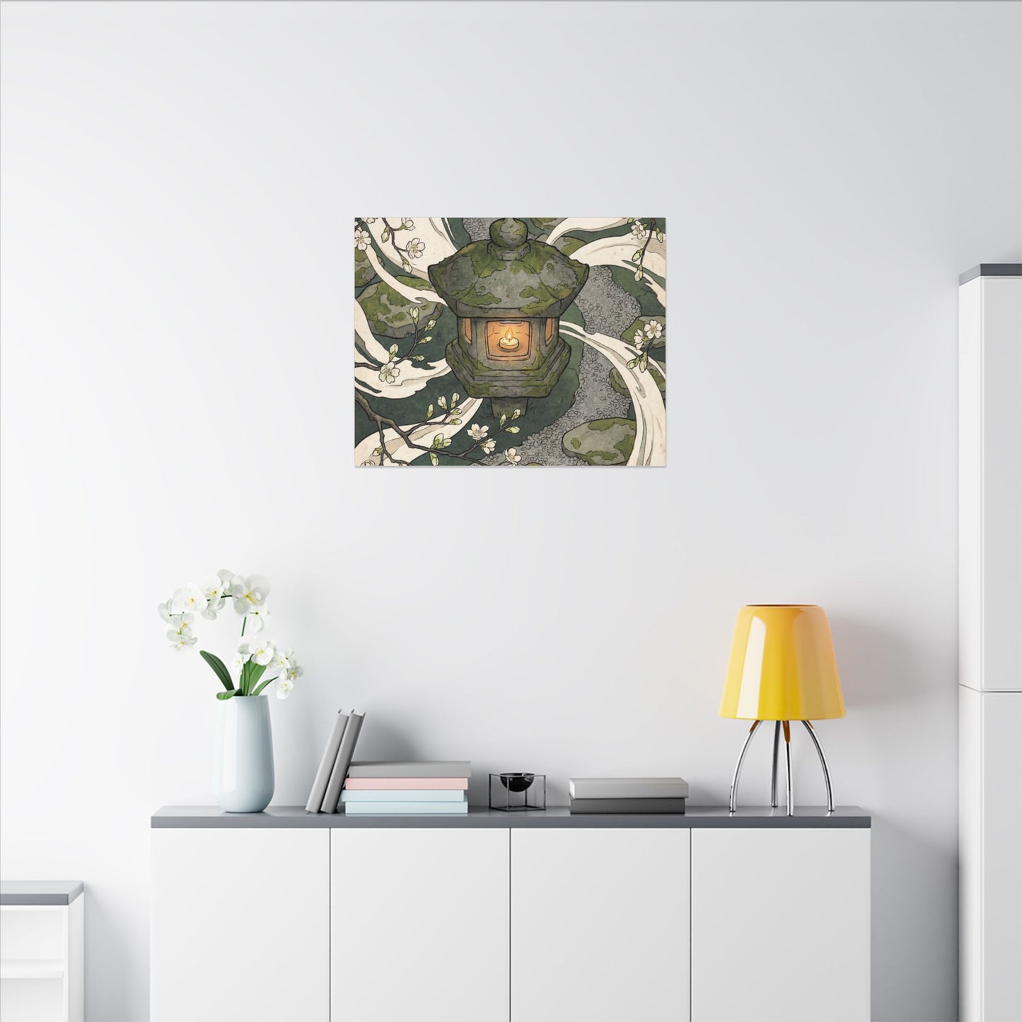 Zen Stone Lantern in Candlelight | Ukiyo E Inspired Canvas Art