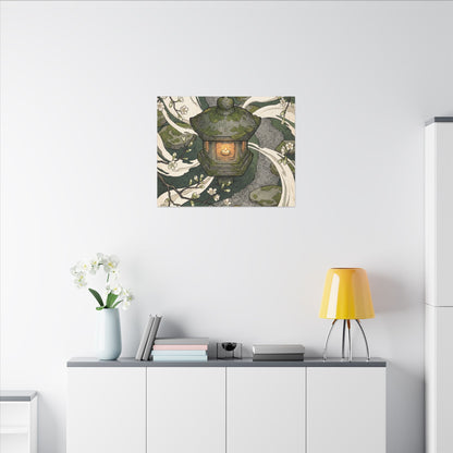 Zen Stone Lantern in Candlelight | Ukiyo E Inspired Canvas Art
