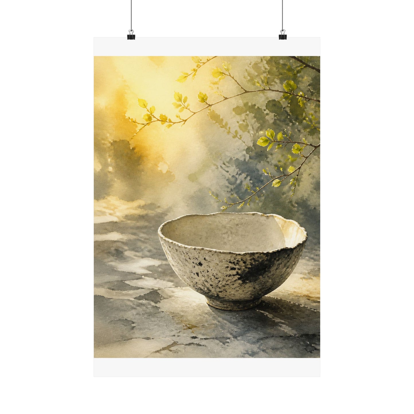 Ceramic Bowl Wall Art Print | Spring Japandi Watercolor Art