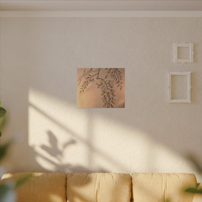 Japandi Wisteria in Candlelight | Minimal Line Canvas Art