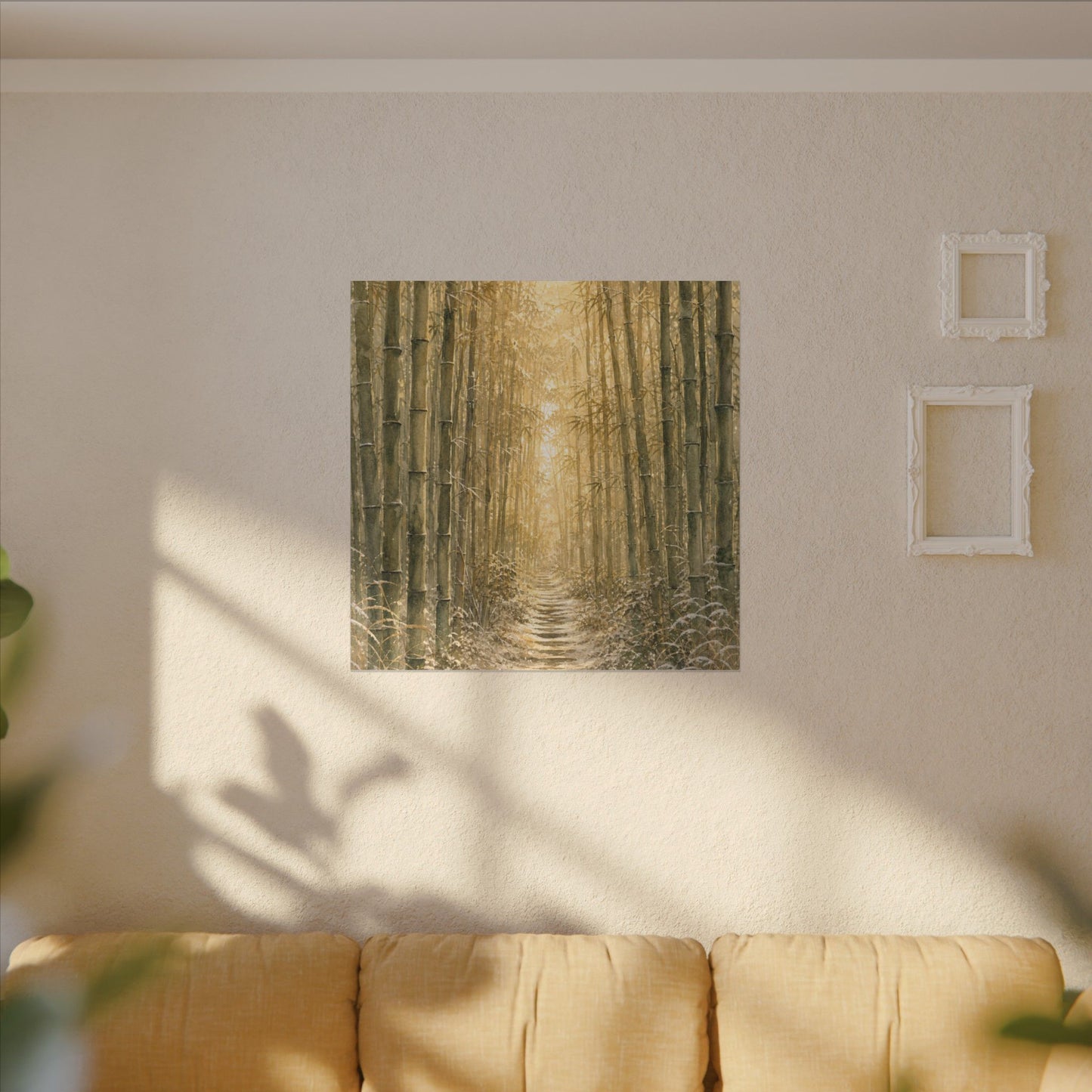 Bamboo Grove Winter Canvas Art | Japandi Elegant Design