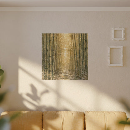 Bamboo Grove Winter Canvas Art | Japandi Elegant Design