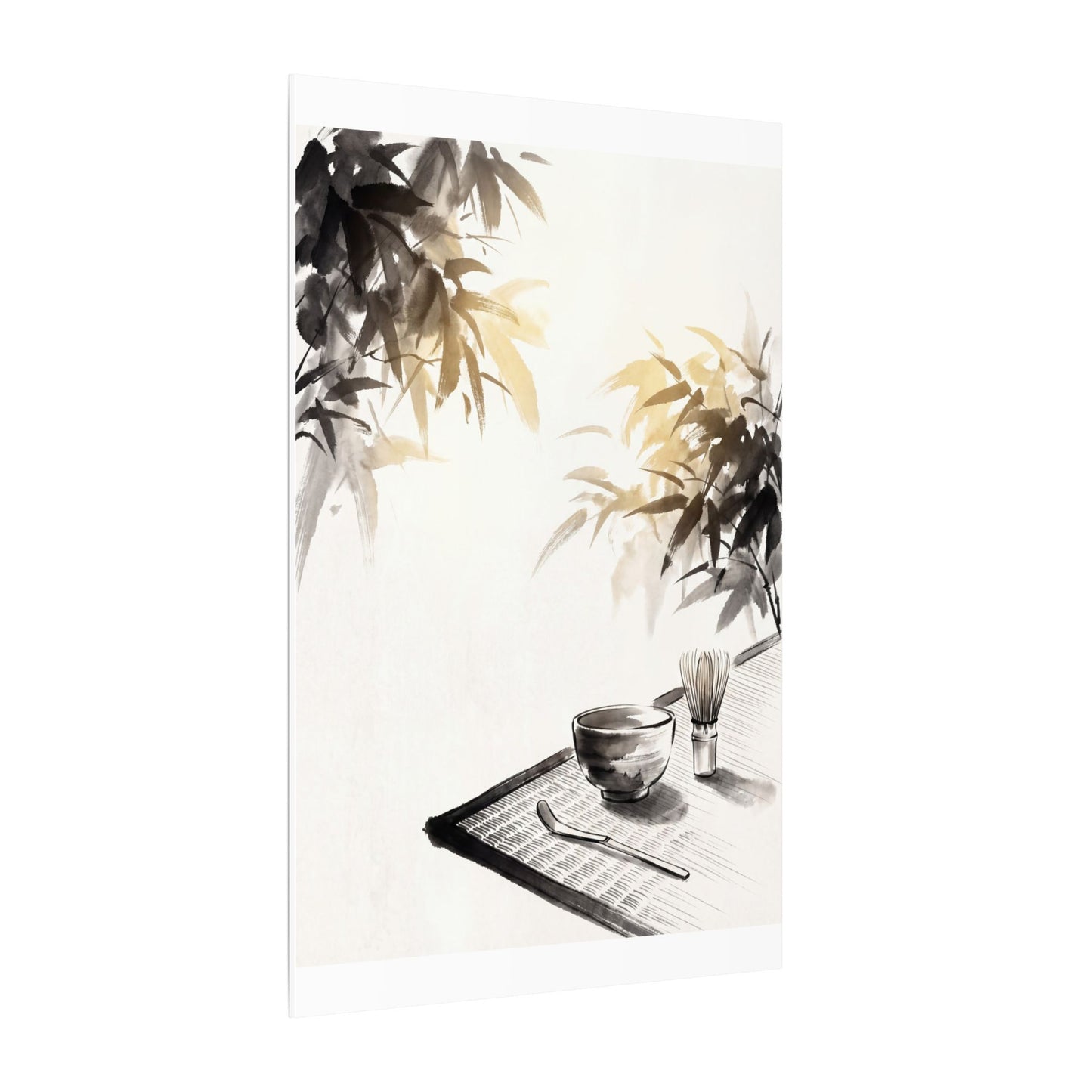 Tea Ceremony Sumi E Canvas Art | Serene Zen Art
