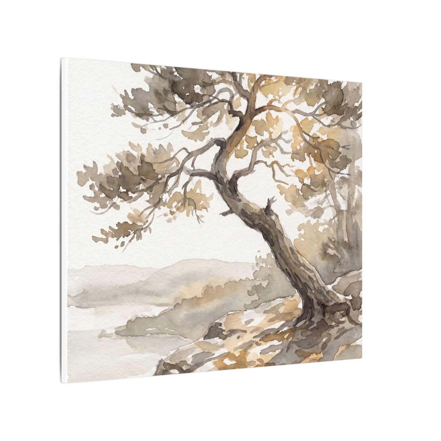 Pine Tree Watercolor Canvas Art | Elegant Japandi Art