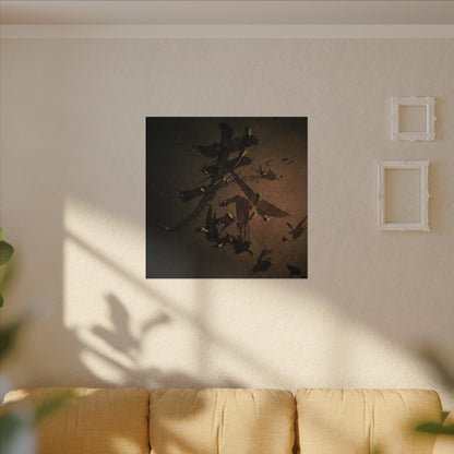 Calligraphy Shadow Zen Canvas Art | Bold Dark Japandi Art