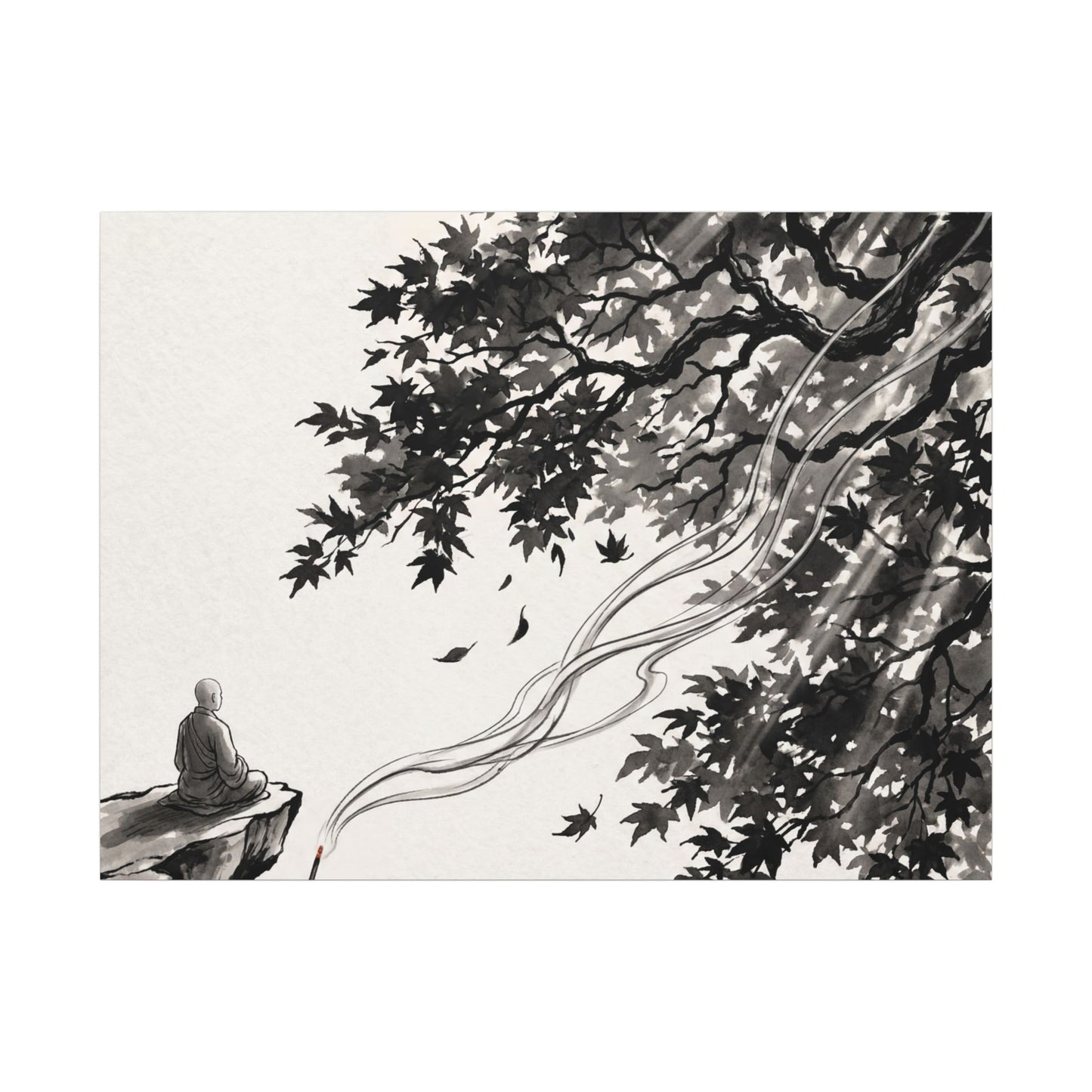 Serene Incense Smoke Canvas Art - Ukiyo E Inspired Zen