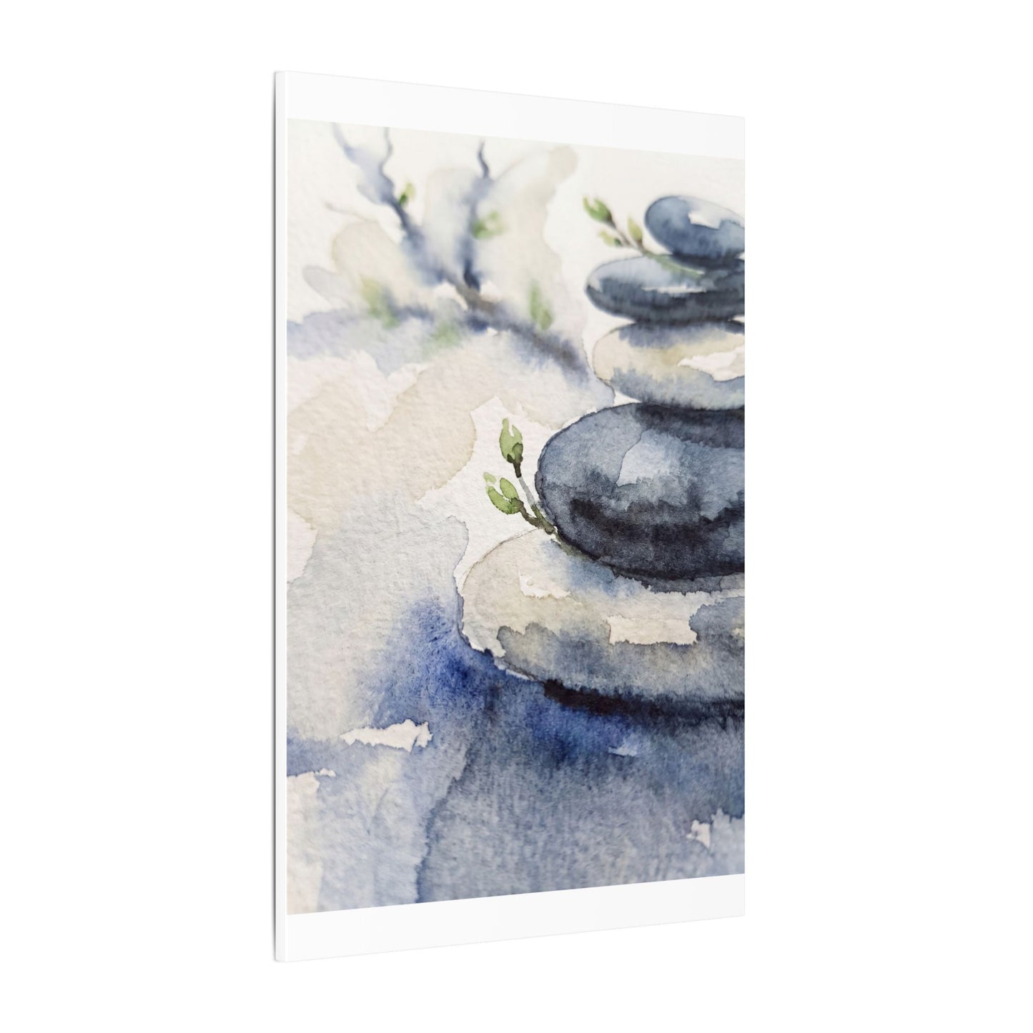 River Stones Watercolor Canvas Art | Cozy Japandi Art