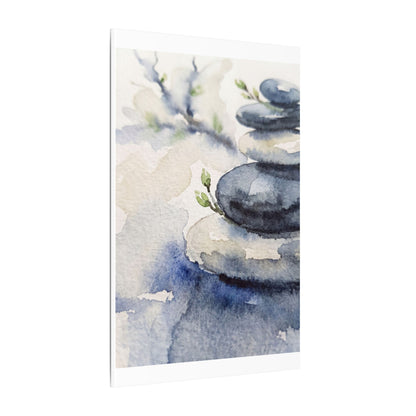 River Stones Watercolor Canvas Art | Cozy Japandi Art