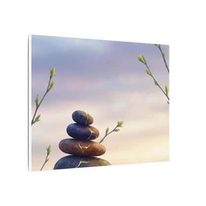 Spring River Stones Gold Vein Canvas Art | Philosophical Decor