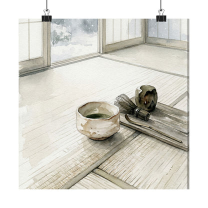 Japandi Tea Ceremony in Overcast | Watercolor Wall Art Print Art Print