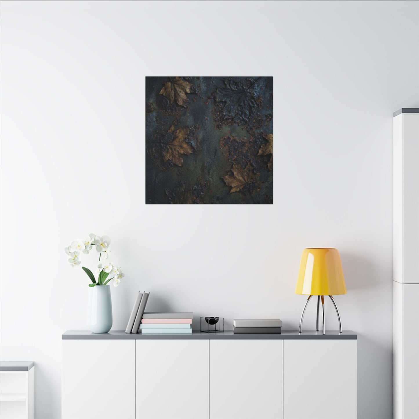 Shibui Rust Patina Canvas Art - Dark Japandi Charcoal Ink