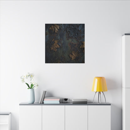 Shibui Rust Patina Canvas Art - Dark Japandi Charcoal Ink