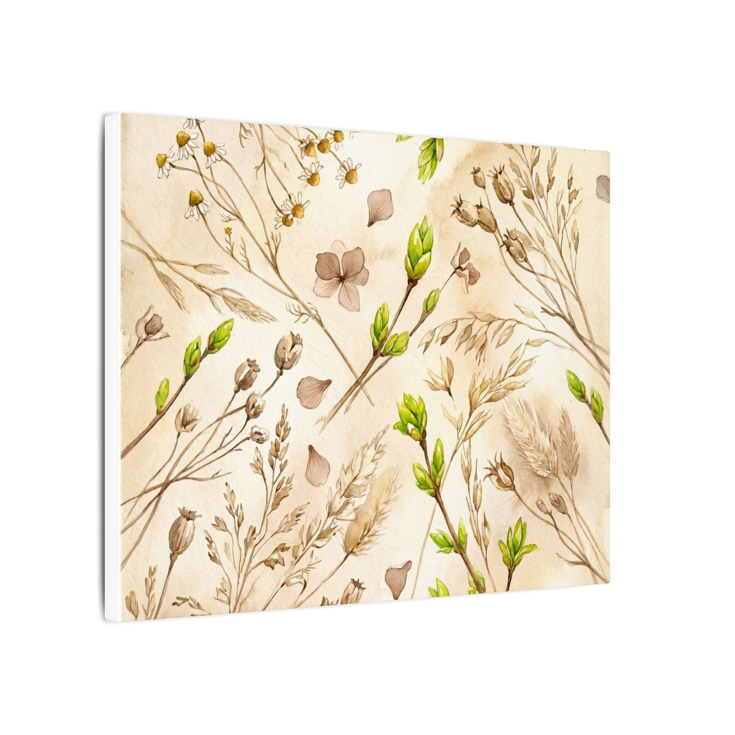 Spring Dried Flowers Watercolor Canvas Art | Earthy Decor