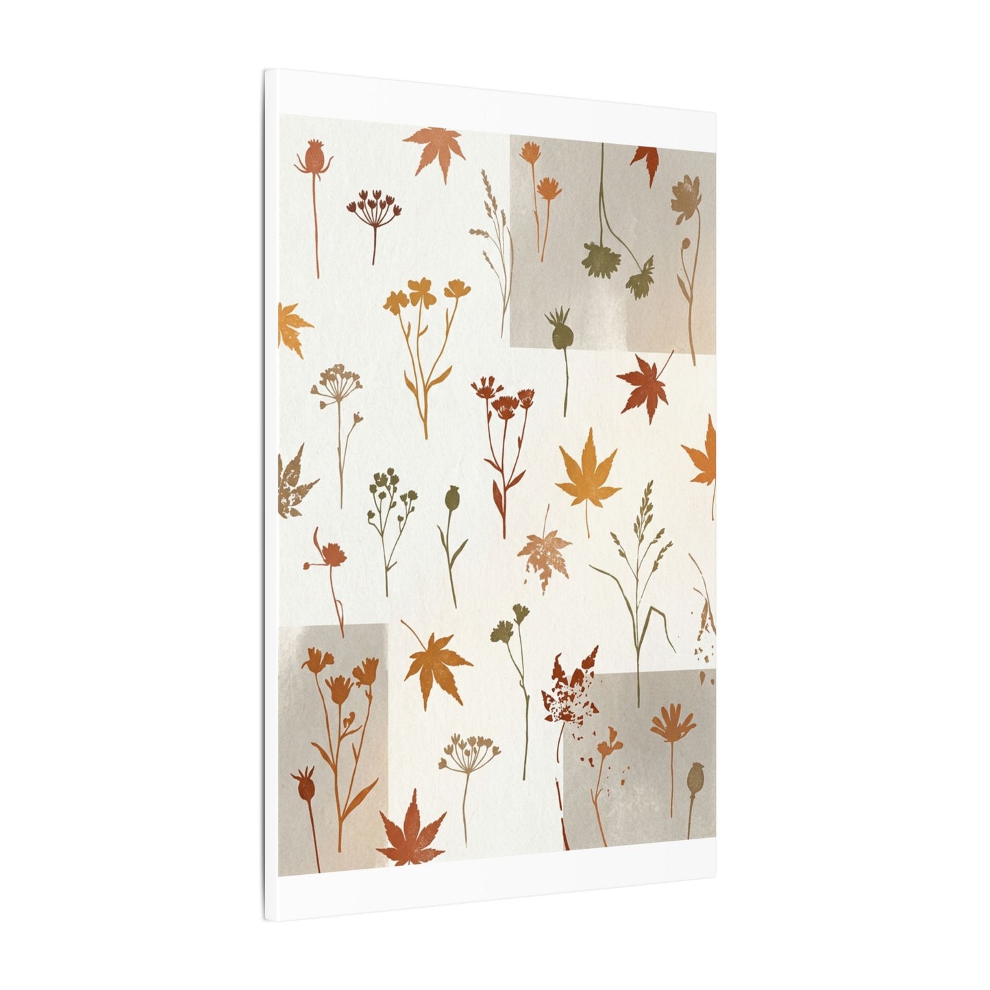 Autumn Dried Flowers Japanese Pattern Canvas Art | Elegant Decor