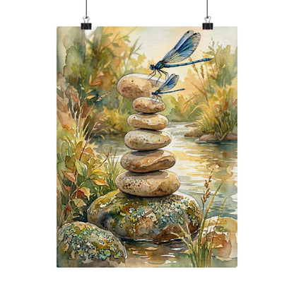 River Stones Summer Wall Art Print | Japandi Cozy Design Art Print