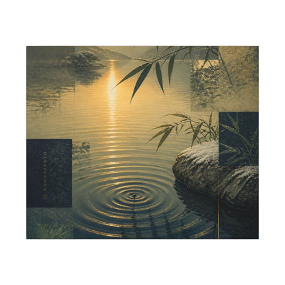 Zen Water Ripple in Golden Hour | Ukiyo E Inspired Canvas Art