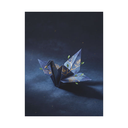 Kintsugi Paper Fold in Moonlight | Crackle Gold Canvas Art